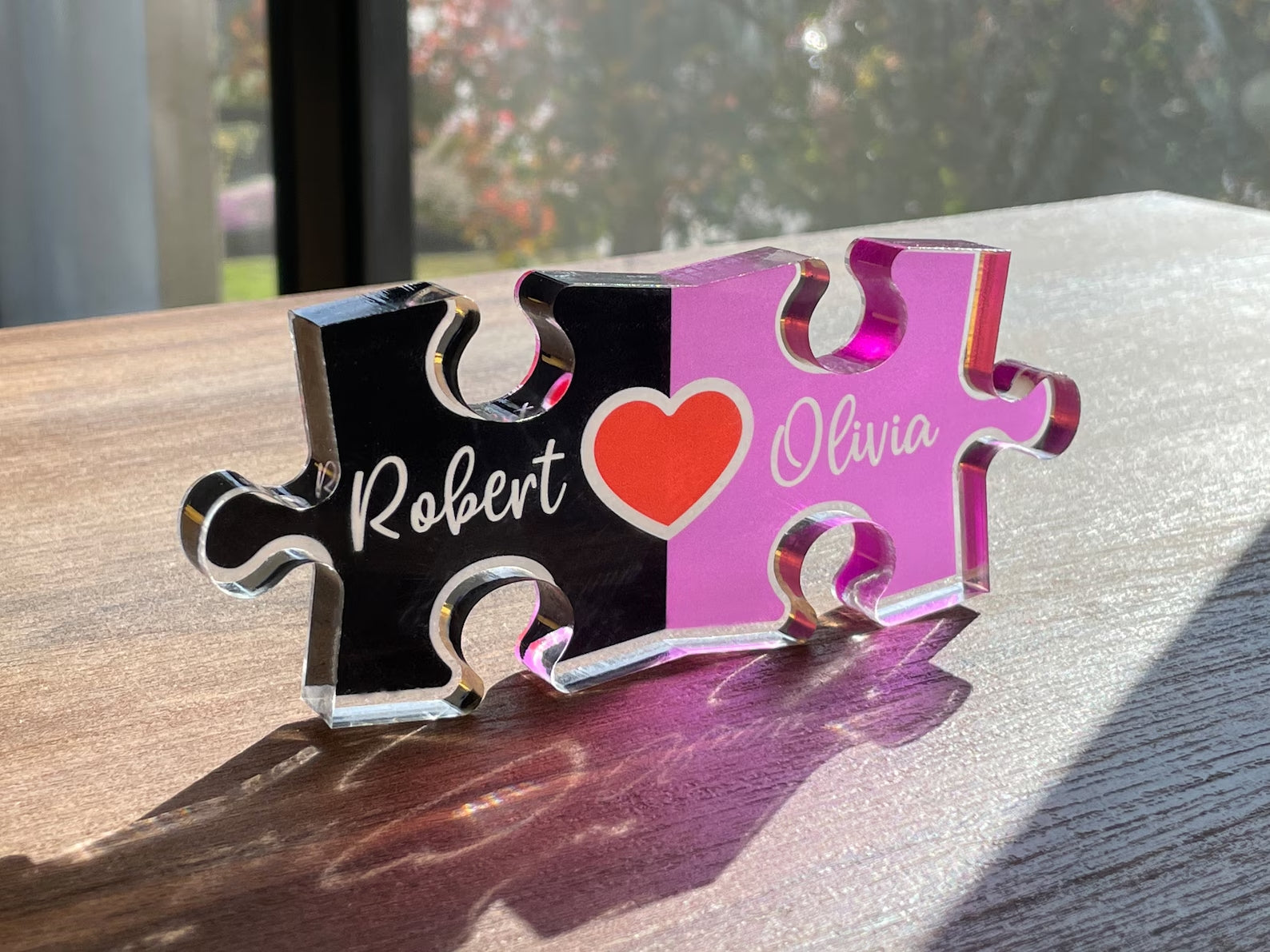 Puzzle Name Sign for Couples Christmas, Romantic Gift for Him Her, Personalized Love Keepsake