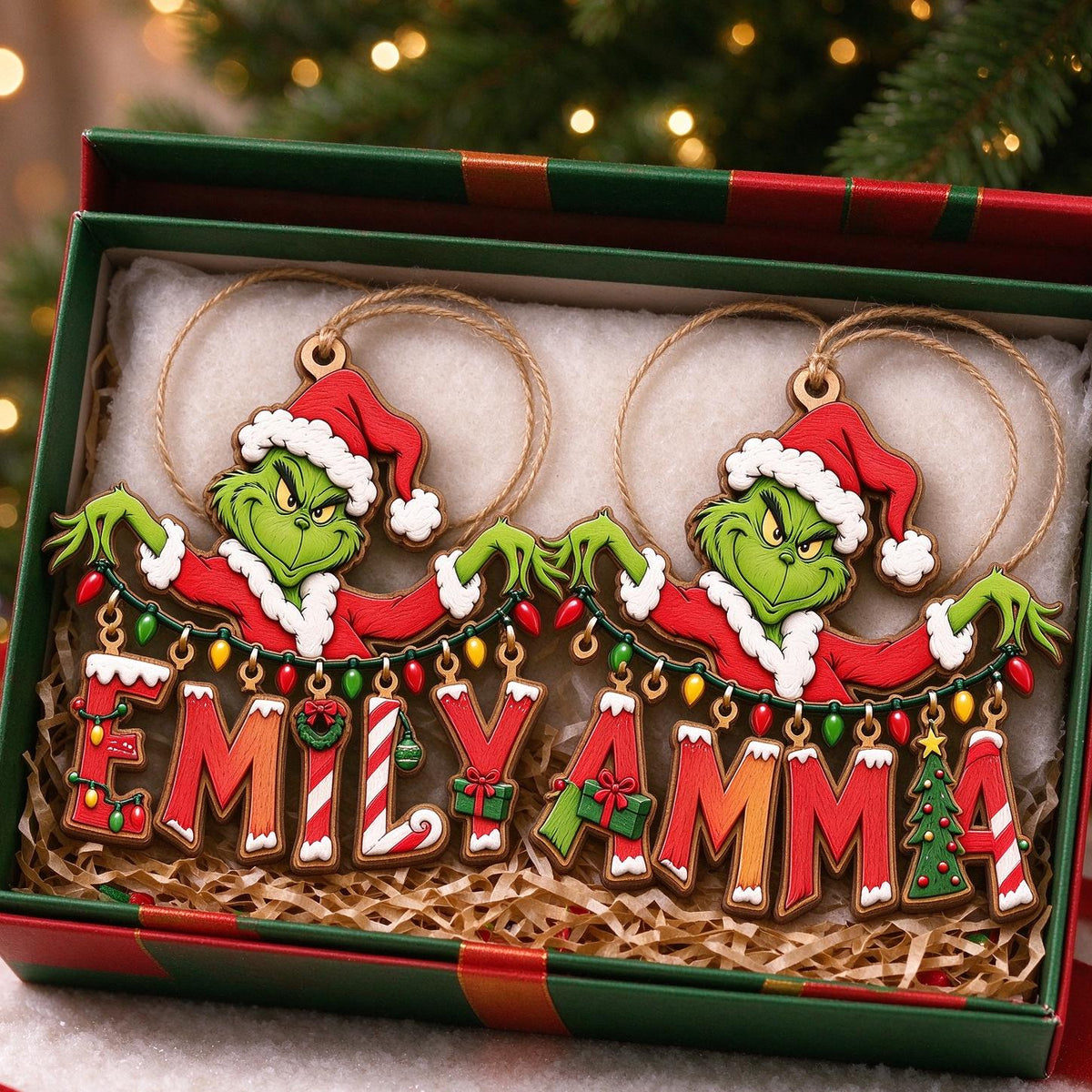 Personalized Grinch Name Ornament | Grinch Inspired Christmas Ornament | Holiday Tree Decor