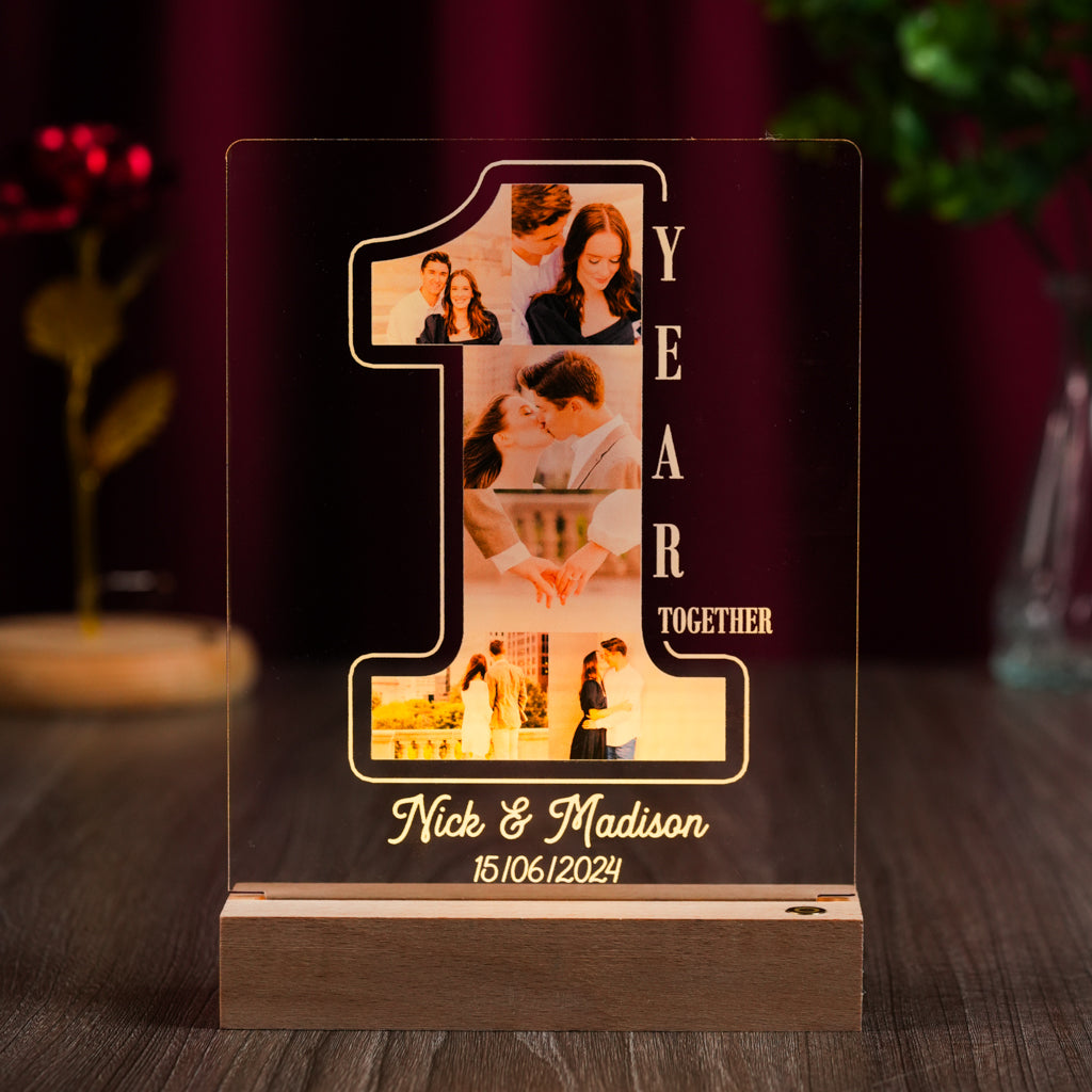 Personalized LED Light with Your Chosen Year Number and Couple Photos