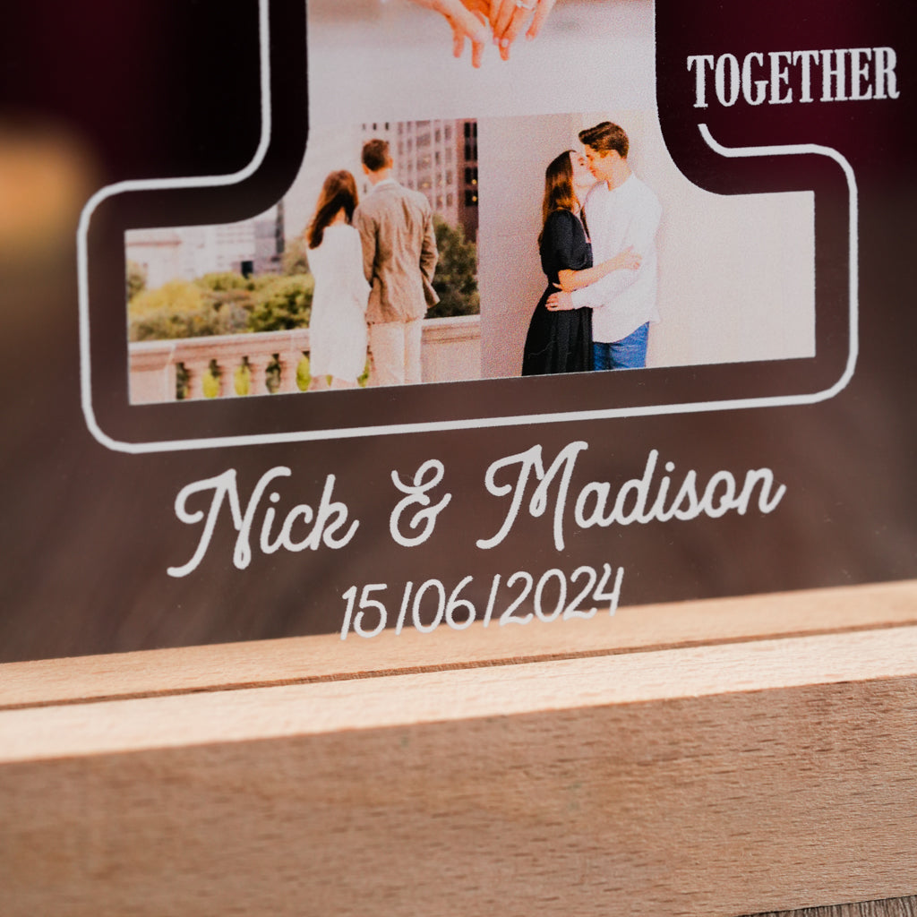 Personalized LED Light with Your Chosen Year Number and Couple Photos