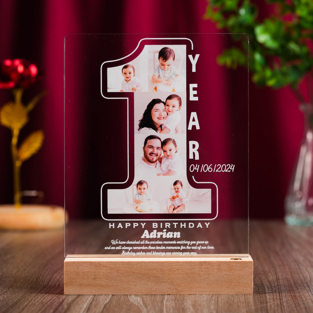 Custom Kids Birthday LED Photo Plaque – Personalized Age & Name