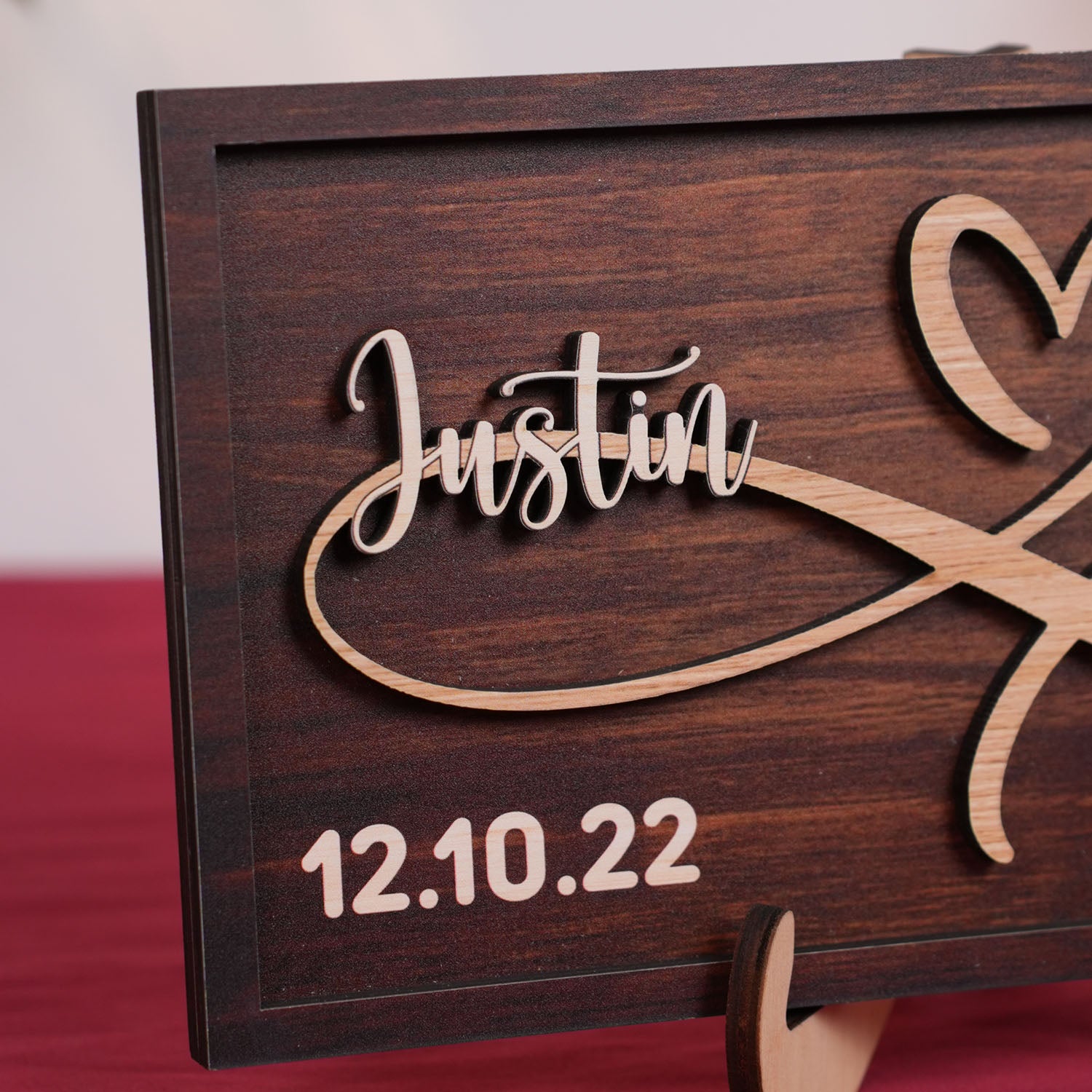 Wood Infinity Sign Wedding Date Engagement Anniversary Gift Bridal Shower Gift