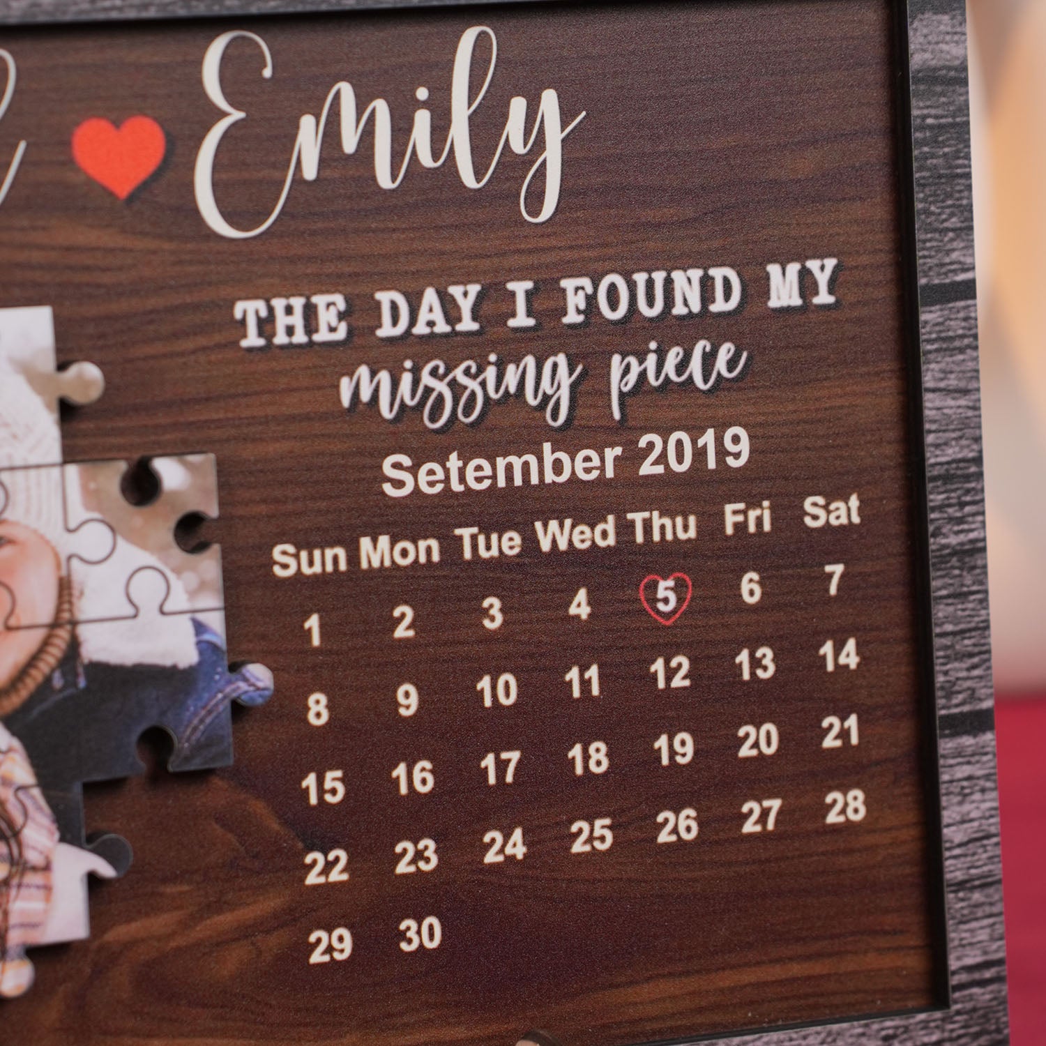 Personalized Couple Puzzle Heart Wooden Sign, I Found My Missing Piece, Love Sign Decor, Valentine Anniversary Gift For Girlfriend Wife