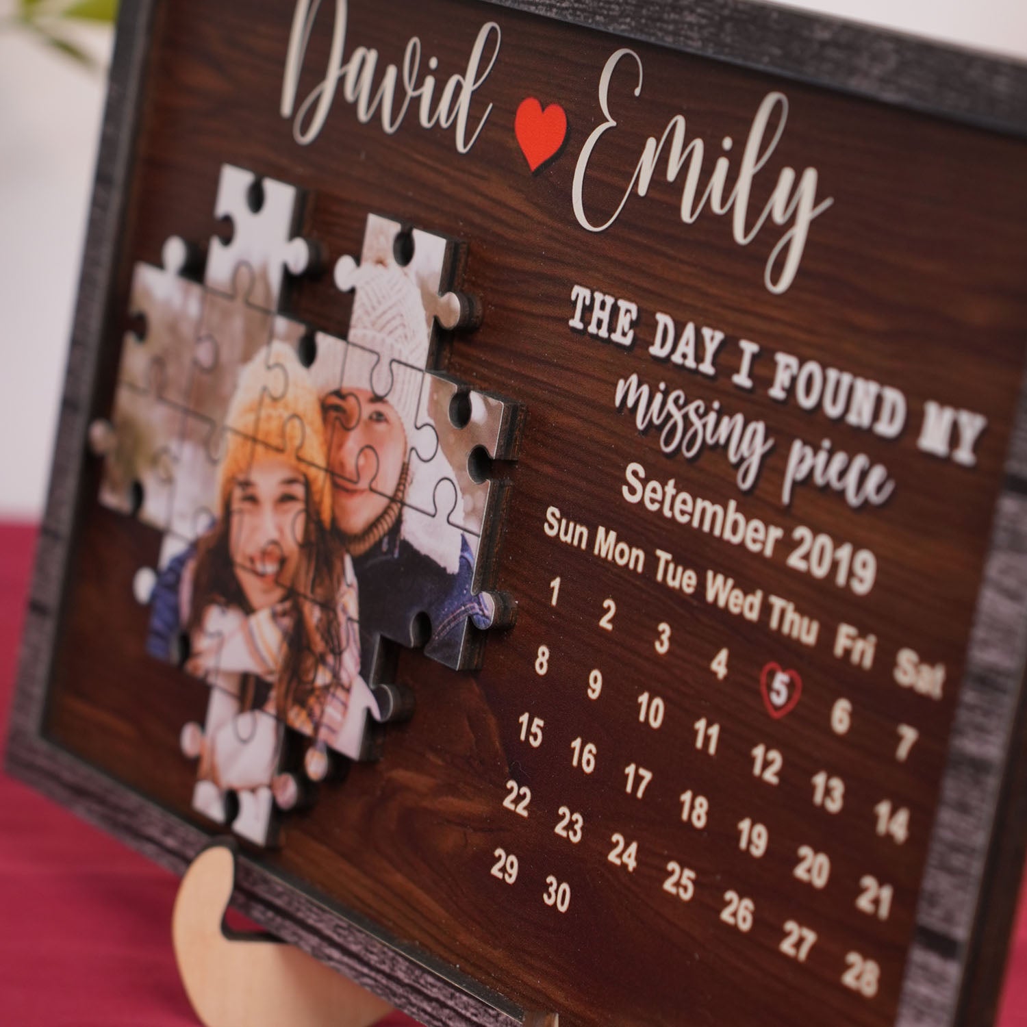 Personalized Couple Puzzle Heart Wooden Sign, I Found My Missing Piece, Love Sign Decor, Valentine Anniversary Gift For Girlfriend Wife