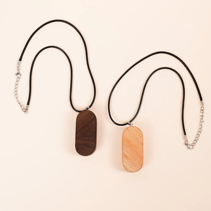 Hidden Magnetic Wooden Locket Necklace with Secret Compartment