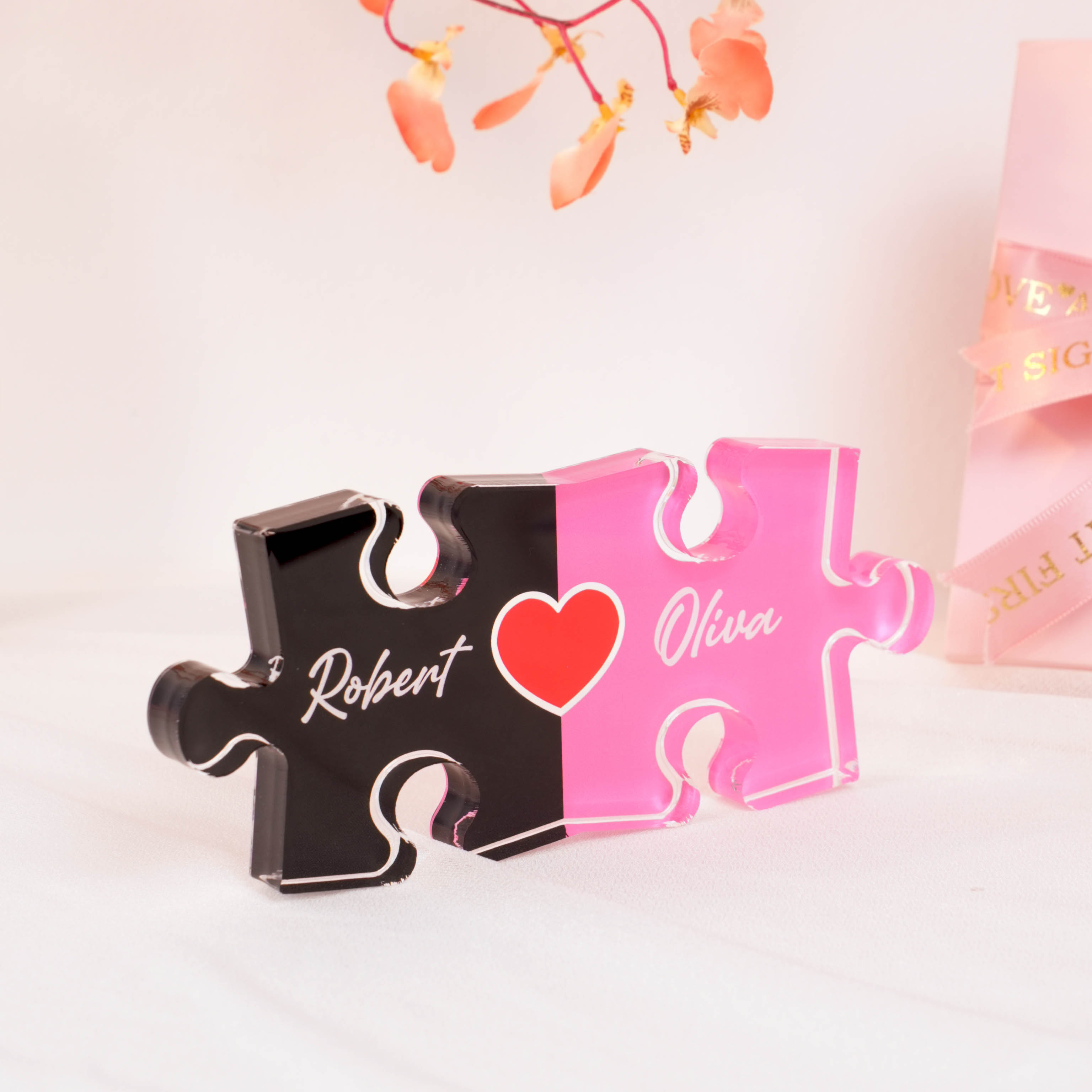 Puzzle Name Sign for Couples Christmas, Romantic Gift for Him Her, Personalized Love Keepsake