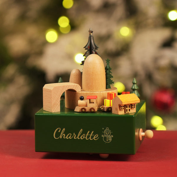 Musical Wooden Ballerina Carousel Keepsake, Engraved Name Music Box, Personalized Wooden MusicBox