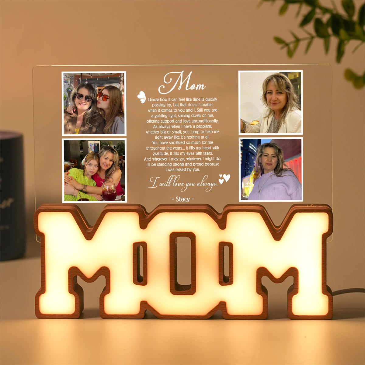 Personalized MOM Letter Night Light - A Message to Mom from the Heart