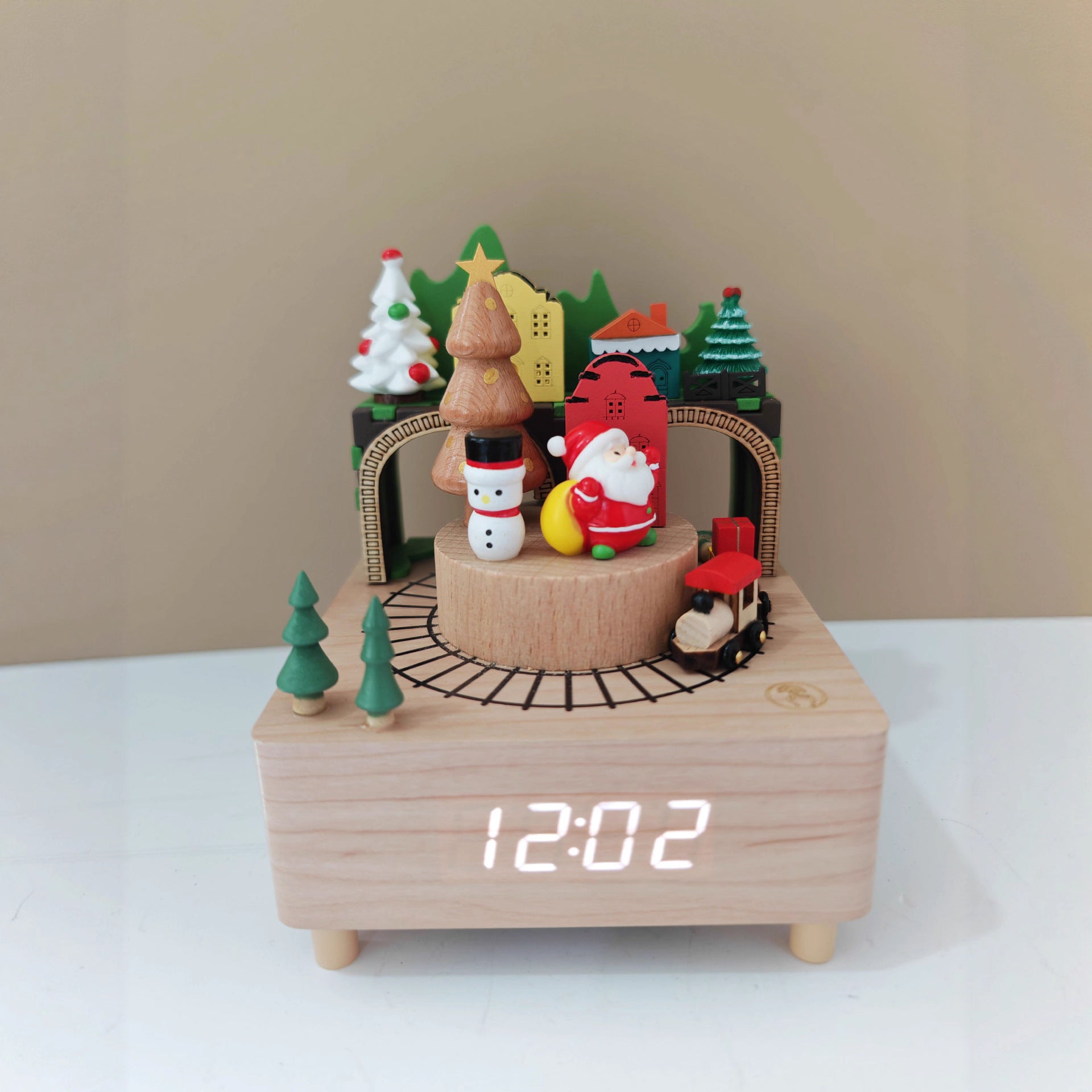 Alarm Clock Music Box, Christmas Train Castle Carousel Music Box