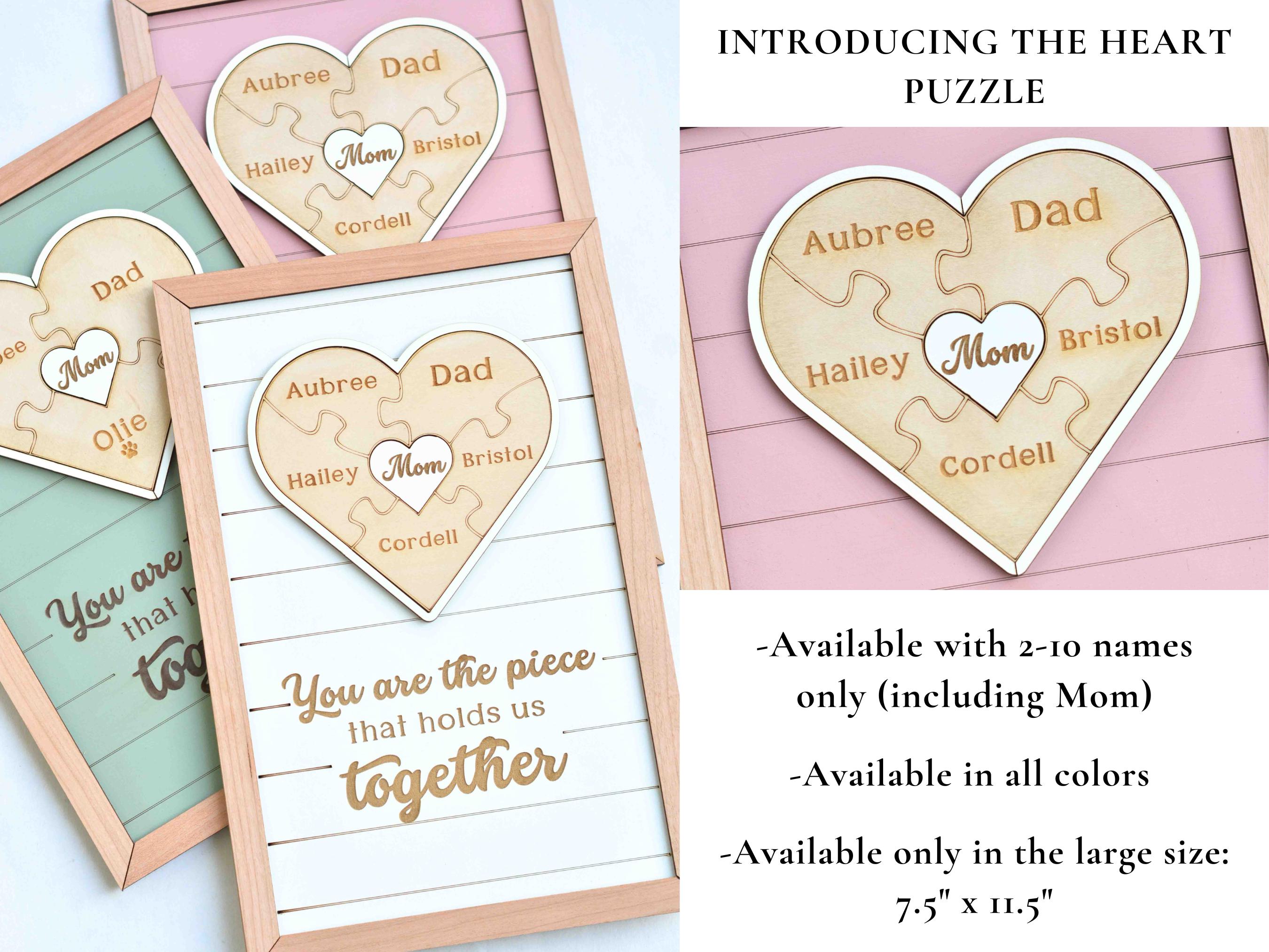 Mom Puzzle Sign, Mother's Day Gift, Custom Engraved Wood Sign, Piece That Holds Us Together, Grandma Gift, Personalized
