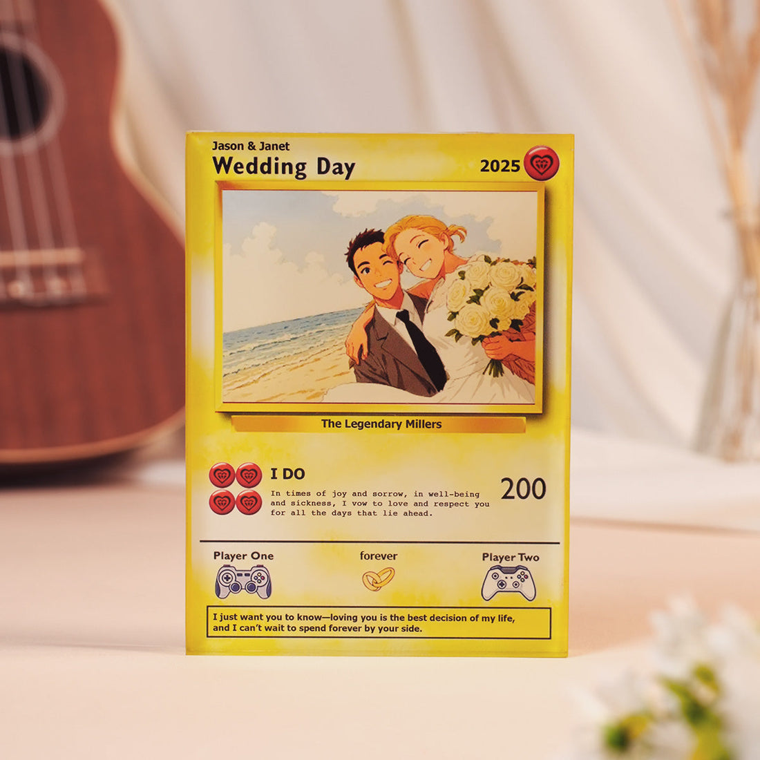 custom pokemon cards for couples Personalized Wedding Pokemon Acrylic Plaque Card, Gift For Wife, Husba – SOWOOD
