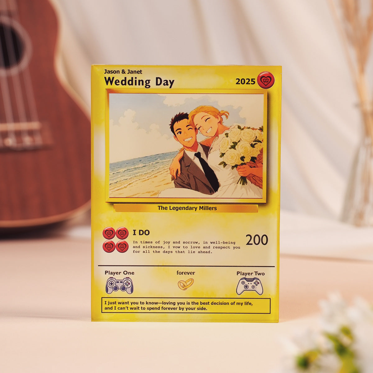 Personalized Wedding Pokemon Acrylic Plaque Card,  Gift For Wife, Husband Gift, Custom Pokemon Acrylic Plaque