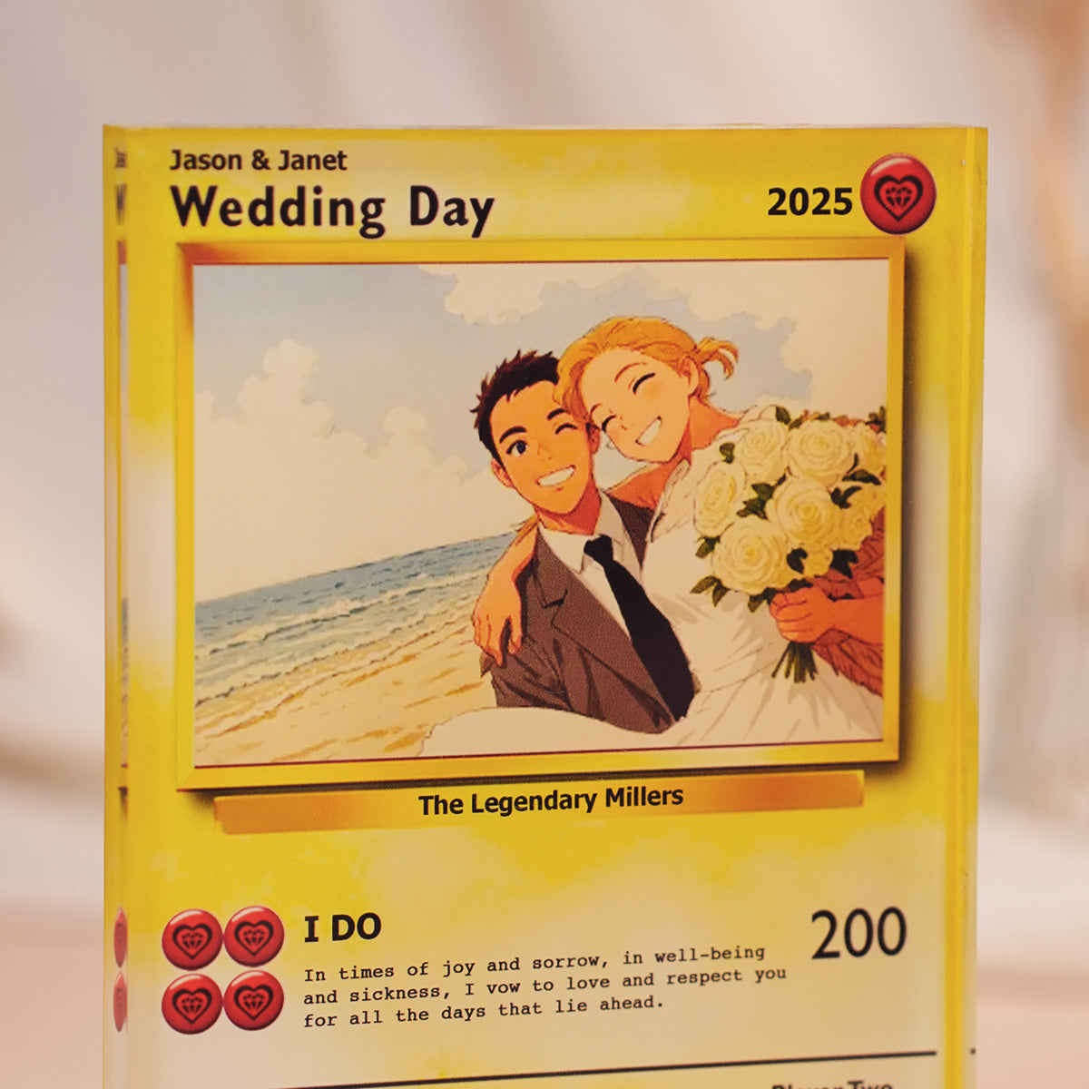 Personalized Wedding Pokemon Acrylic Plaque Card,  Gift For Wife, Husband Gift, Custom Pokemon Acrylic Plaque