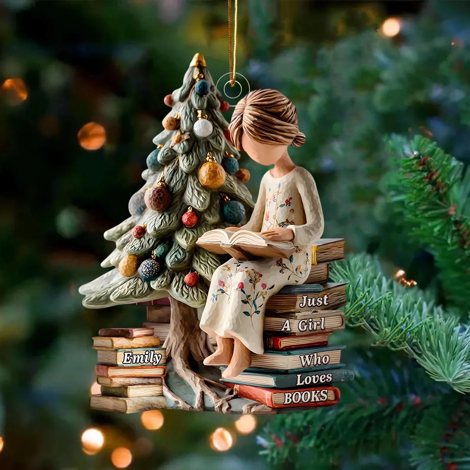Just a Girl Who Loves Books Ornament, Personalized Reading Girl Ornament, Book Lover Christmas Gift