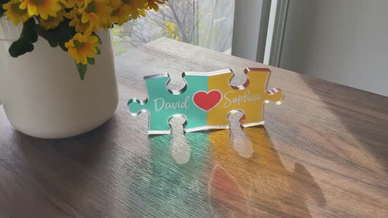 Puzzle Name Sign for Couples Christmas, Romantic Gift for Him Her, Personalized Love Keepsake